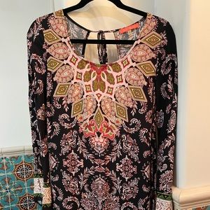 Paisley dress with open back. Used once